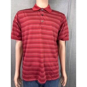 Adidas Golf Clima Cool Red Striped Polo Shirt Mens Size M